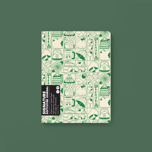 Green Fall Grid Signature Journal