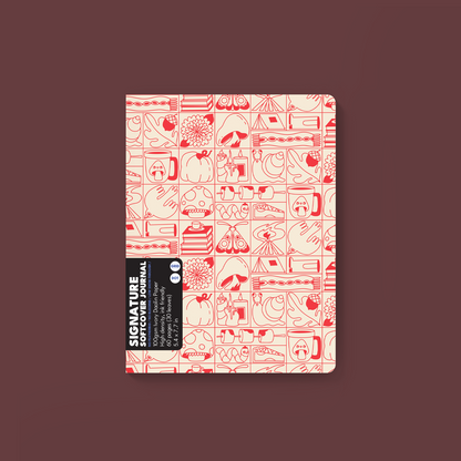 Red Fall Grid Signature Journal
