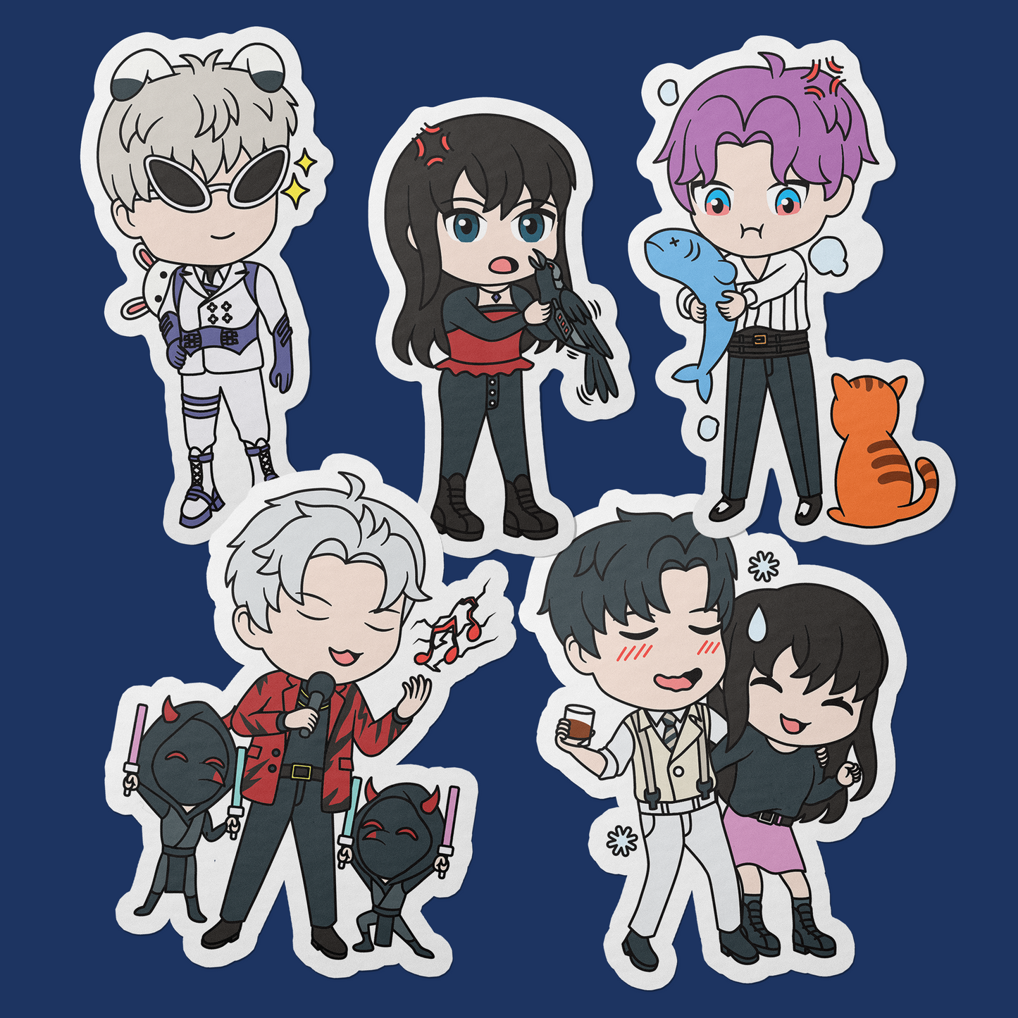 Love and Deepspace Character Memes Vinyl Stickers